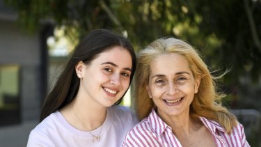 Bentleigh Secondary student Tia Lambas and her Mum Mary Lambas celebrating Tia's VCE results