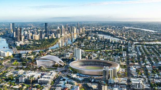 The Gabba Olympic Park would have the main stadium and arena in the same precinct.