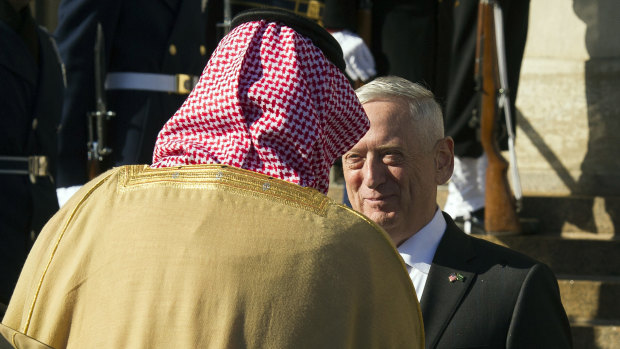 US Defence Secretary Jim Mattis welcomes Saudi Crown Prince Mohammed bin Salman to the Pentagon in Washington last week.
