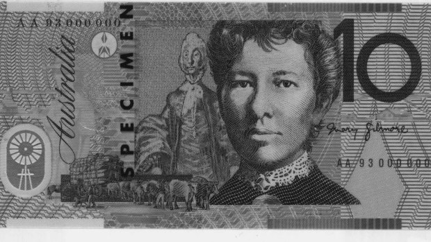Australia's new $10 polymer note features  Dame Mary Gilmore on one side.