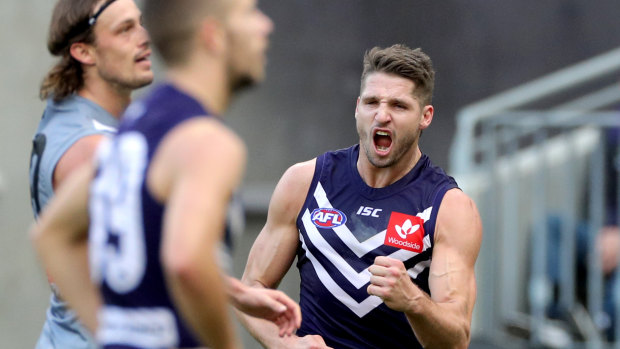 Dockers star forward Jesse Hogan has been injured lifting weights at the gym.