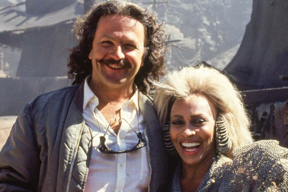 George Miller with Tina Turner on the set of Mad Max Beyond Thunderdome.