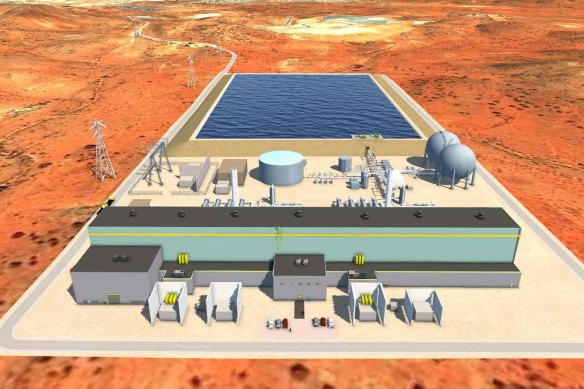 An artist’s render of Silver City Energy Project at Broken Hill, being developed by Hydrostor.