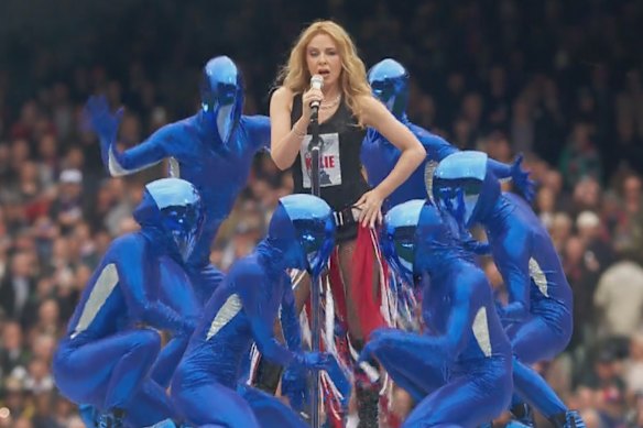 Kylie Minogue performs at the MCG.