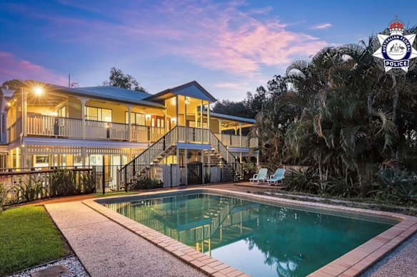 The Beachmere property in Moreton Bay that was seized by the AFP.