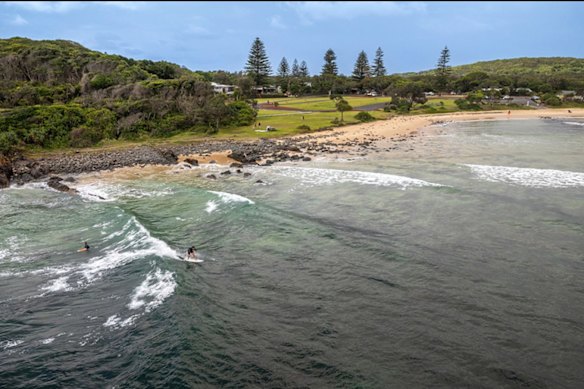 Surfers at Point Plomer on the NSW Mid North Coast, the site of Tuesday’s incident.