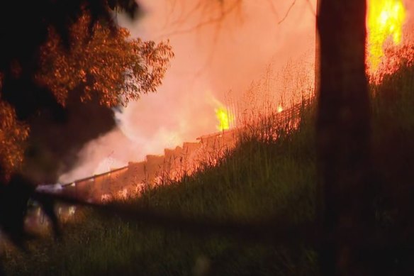 The crash between the Audi and a truck caused a massive fireball.