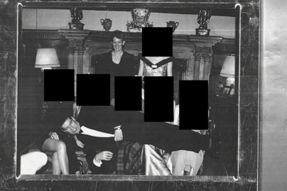 Prince Andrew – now Andrew Mountbatten-Windsor – lies across several women at Sandringham in a newly released photograph.