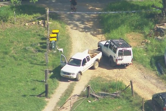 The police operation on Tyalgum Road, Eungella, in the NSW Northern Rivers.