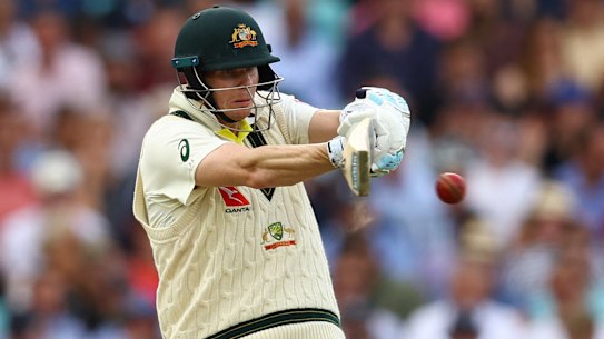 Steve Smith: a study in concentration as usual.