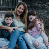 Megan Maack (centre) and her children Isla, 14 (right) , and Jude, 12. 