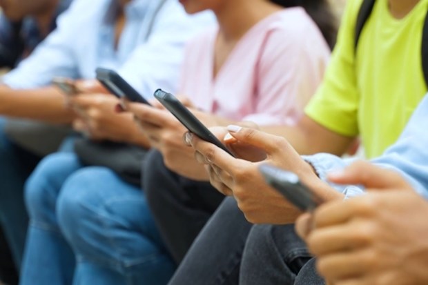 Kids using phones