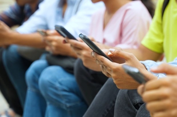 Kids using phones