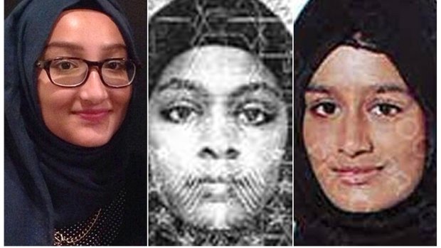 From left: Kadiza Sultana, Amira Abase and Shamima Begum left London for Syria in 2015. 