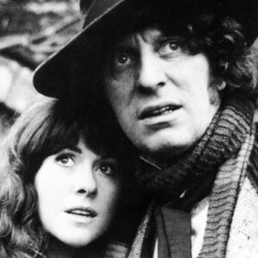 The fourth Doctor (Tom Baker) with Sarah Jane Smith (Elisabeth Sladen).