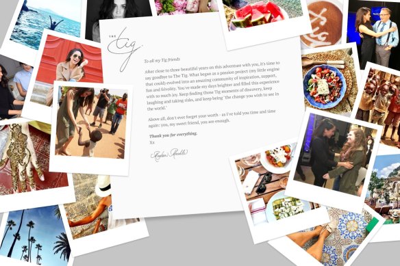 A farewell note penned by Meghan in 2017, informing readers she was discontinuing The Tig.