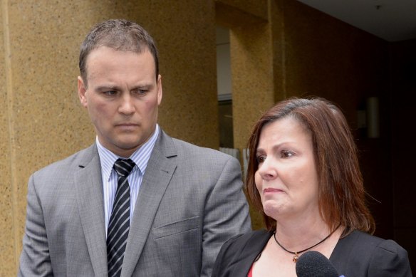 Jade Markiewicz and her lawyer outside the Coroners Court in 2016.