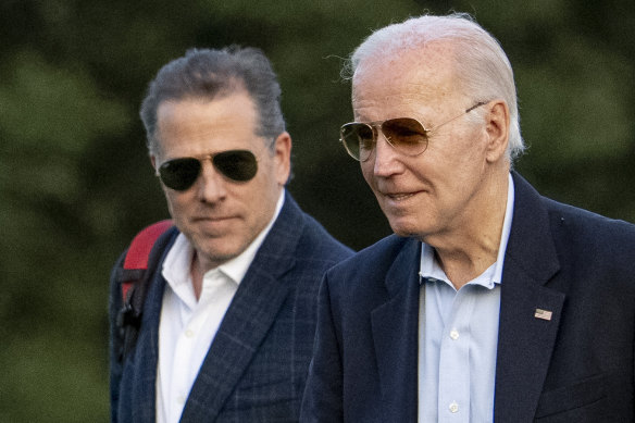 Joe Biden had previously said he would not pardon son Hunter (left).  