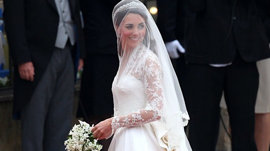 The Princess of Wales in her wedding dress, which was made by Sarah Burton.