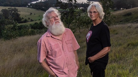Pascoe and wife Lyn Harwood on their farm Yumburra, near Mallacoota in East Gippsland.