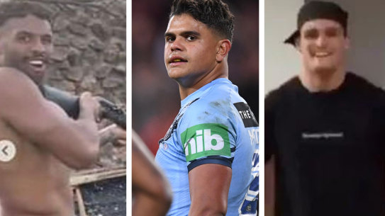 Josh Addo-Carr, Latrell Mitchell and Nathan Cleary.