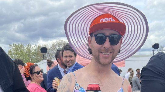 Sam Miran’s bucks’ party outfit at this year’s Caulfield Cup.