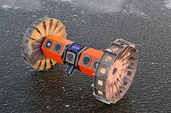 The version of the BRUIE rover that will be tested in Antarctica for a month.  