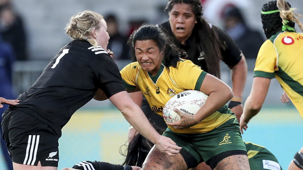 Sidelined: Liz Patu, in action for the Wallaroos last year, has been banned for six matches for biting.
