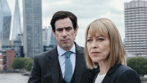 Nathan (Stephen Mangan) and Hannah (Nicola Walker) in <i>The Split</i>.