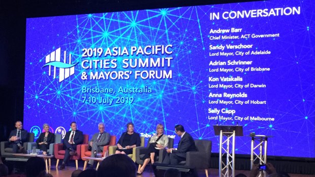 The 2019 Asia Pacific Cities Summit lord mayors panel on Wednesday in Brisbane.