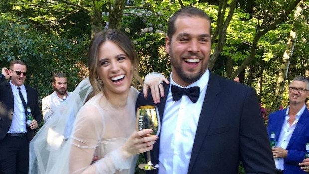 Jesinta  and Lance “Buddy” Franklin on their wedding day in 2016. 