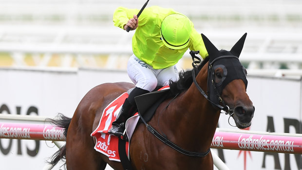 Under the radar: Manuel takes the Orr Stakes at Caulfield in February.