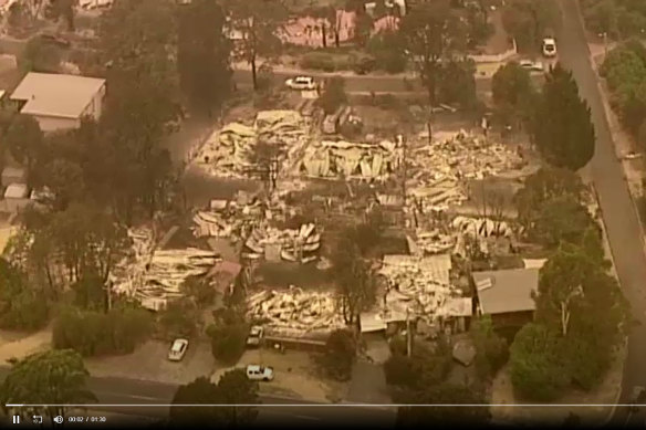 Aerial footage this morning revealed the extent of destruction in Mallacoota. 