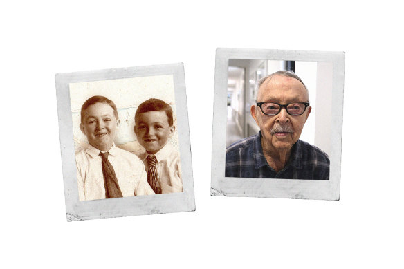 Kenneth Weeks as a child, far left, with brother Gordon; and today, at 109.