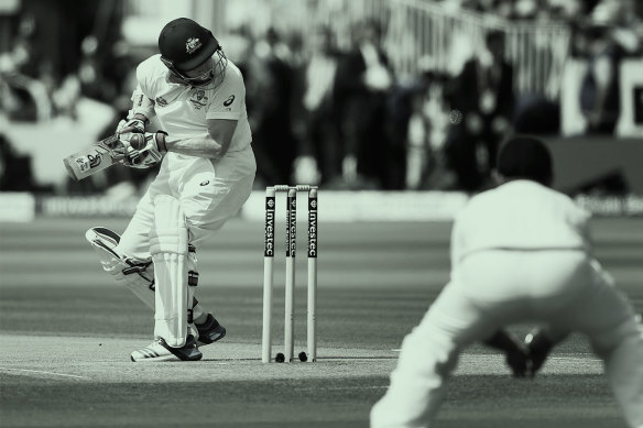 Australia's Chris Rogers takes a blow to the helmet during day two of the Second Ashes Test at Lord's in 2015. 