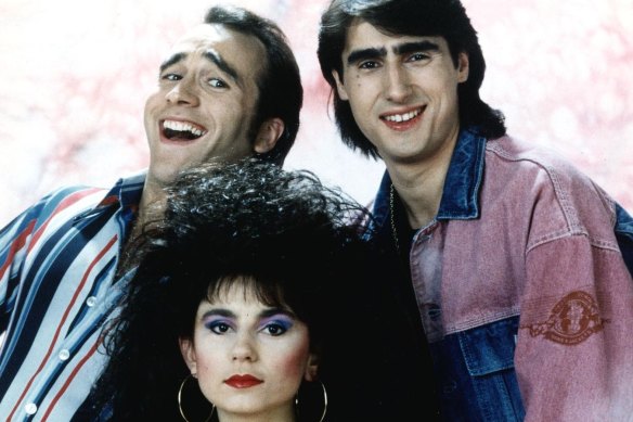 Nick Giannopoulos (right) with fellow cast members Mary Coustas and George Kapiniaris on the 1980s sitcom Acropolis Now.