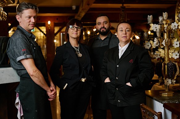 Caterina Borsato (second from left) and Tania Pupillo (right) with staff.