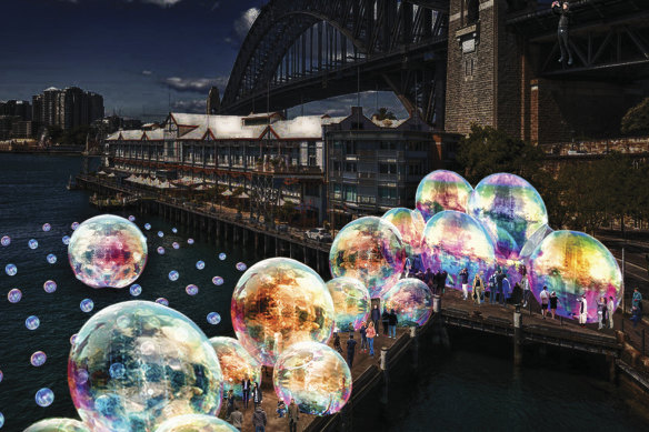 Artist’s impression of Walsh Bay’s 100-metre light walk. 