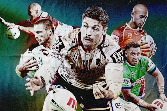 NRL off contract stars (left to right): Will Kennedy, Jack Gosiewski, Cory Paix, Feleise Kaufusi, Josh Papalii