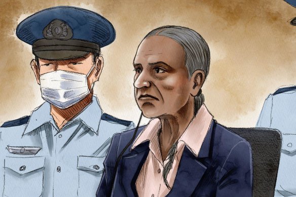 A sketch of Donna Nelson in court during the trial.