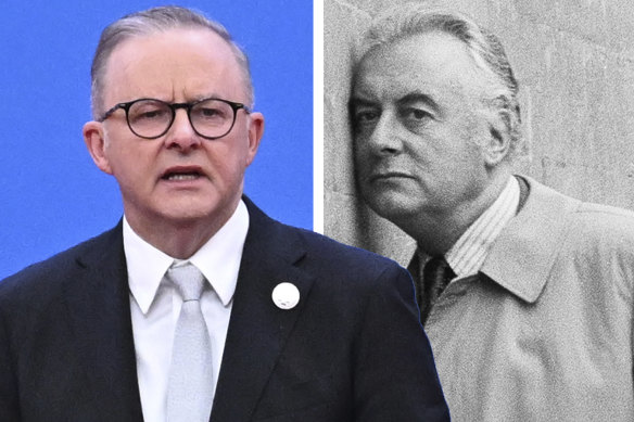 Albanese would not re-enact Gough Whitlam’s pose at the “whispering wall” in Beijing’s Temple Of Heaven.