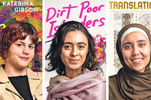 This year’s SMH Best Young Australian Novelists: Katerina Gibson, Winnie Dunn and Jumaana Abdu.