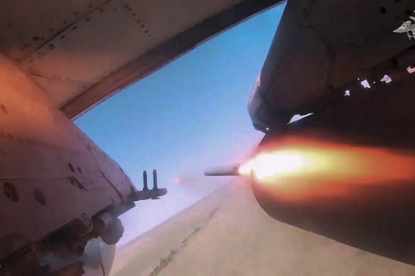 A Russian video showed apparent airstrikes against advancing Ukrainians in the Kursk region.