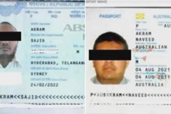 Sajid and Naveed Akram’s passports, as shown on television in the Philippines.