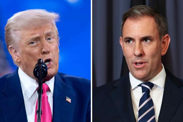 President Donald Trump and Treasurer Jim Chalmers, who is in the United States to discuss planned tariffs.