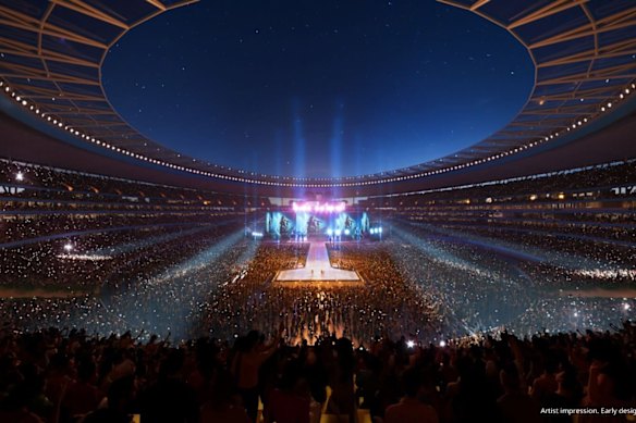 A newly released image of Brisbane Stadium in concert mode.