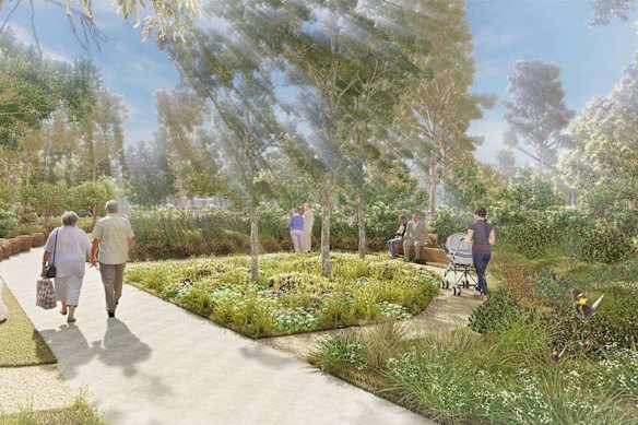 An artist’s render of the Harkness Memorial Park, which is currently under construction.