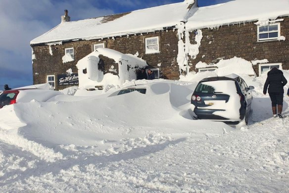 The Tan Hill Inn, North Yorkshire, where patrons were stranded by bad weather, after attending an Oasis tribute show.