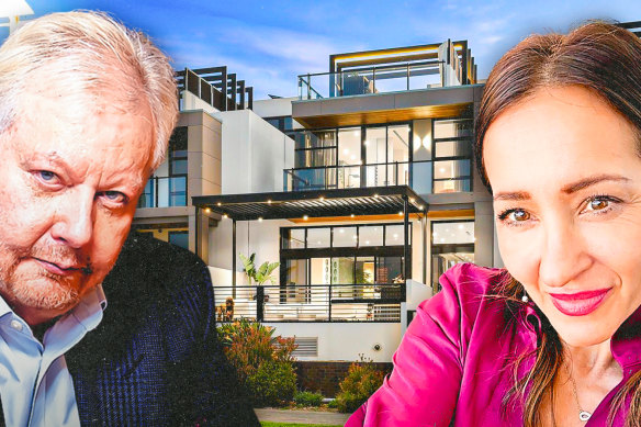 WiseTech founder Richard White, WiseTech employee Christine Kontos, and the $6.9 million Melbourne mansion.