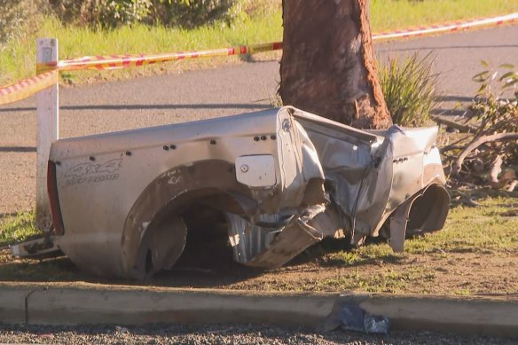 The scene where five teenagers were killed in a crash in Buxton, south-west of Sydney,